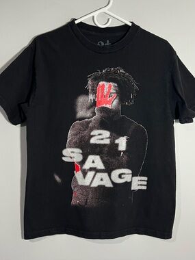 21 Savage It’s All A Blur Tour 2023 Black Red Short Sleeve T-Shirt Mens Medium